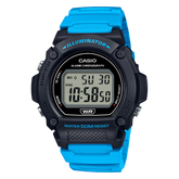Casio Men's Watch Digital, Black Dial Blue Resin Strap, W-219H-2A2VDF